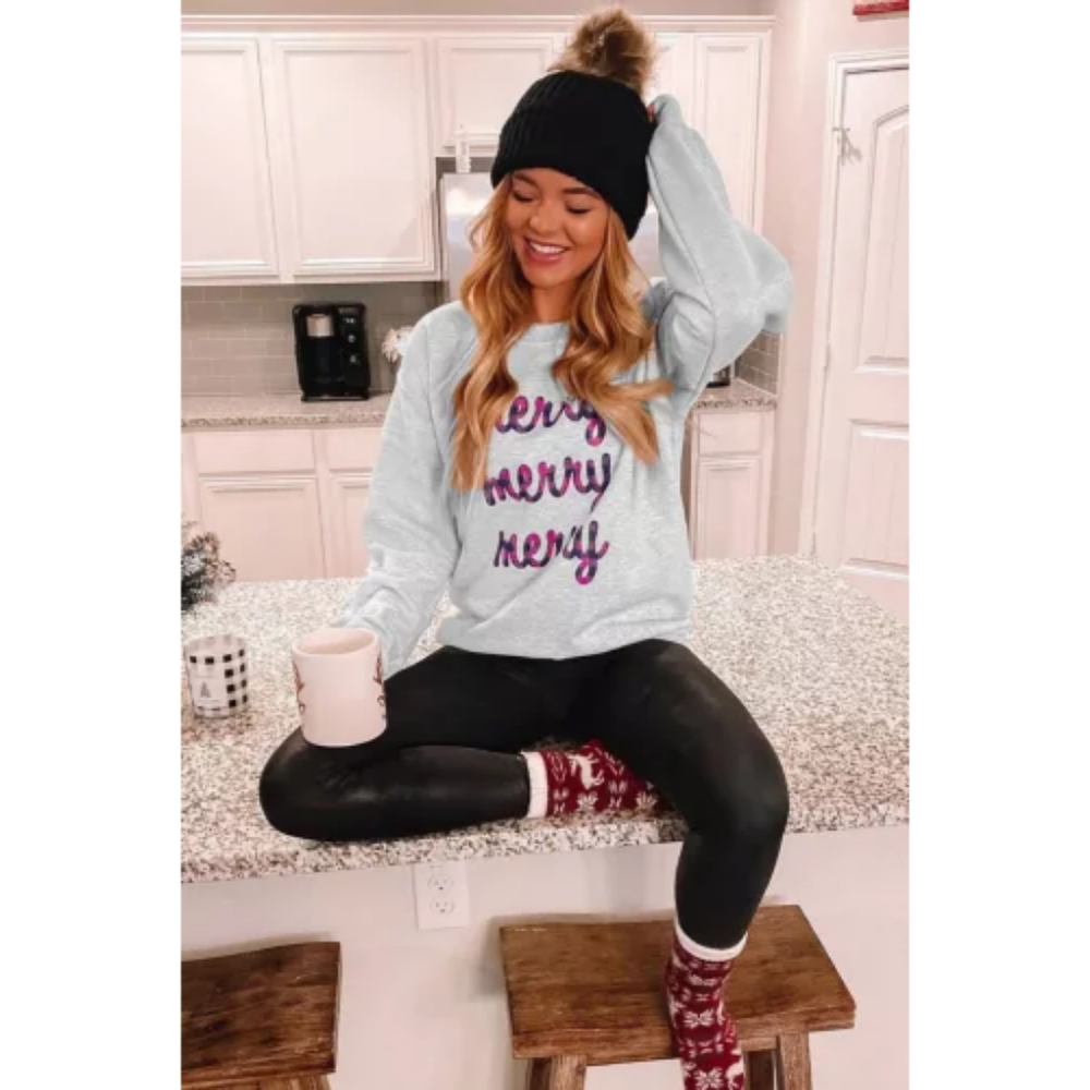 💜Gray "Merry" Christmas Cozy Sweatshirt